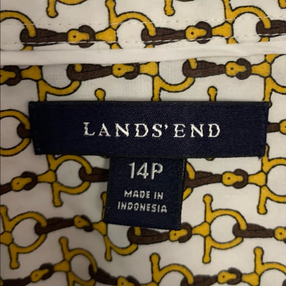 Lands End White Button Down With Pattern Size 14p - image 3